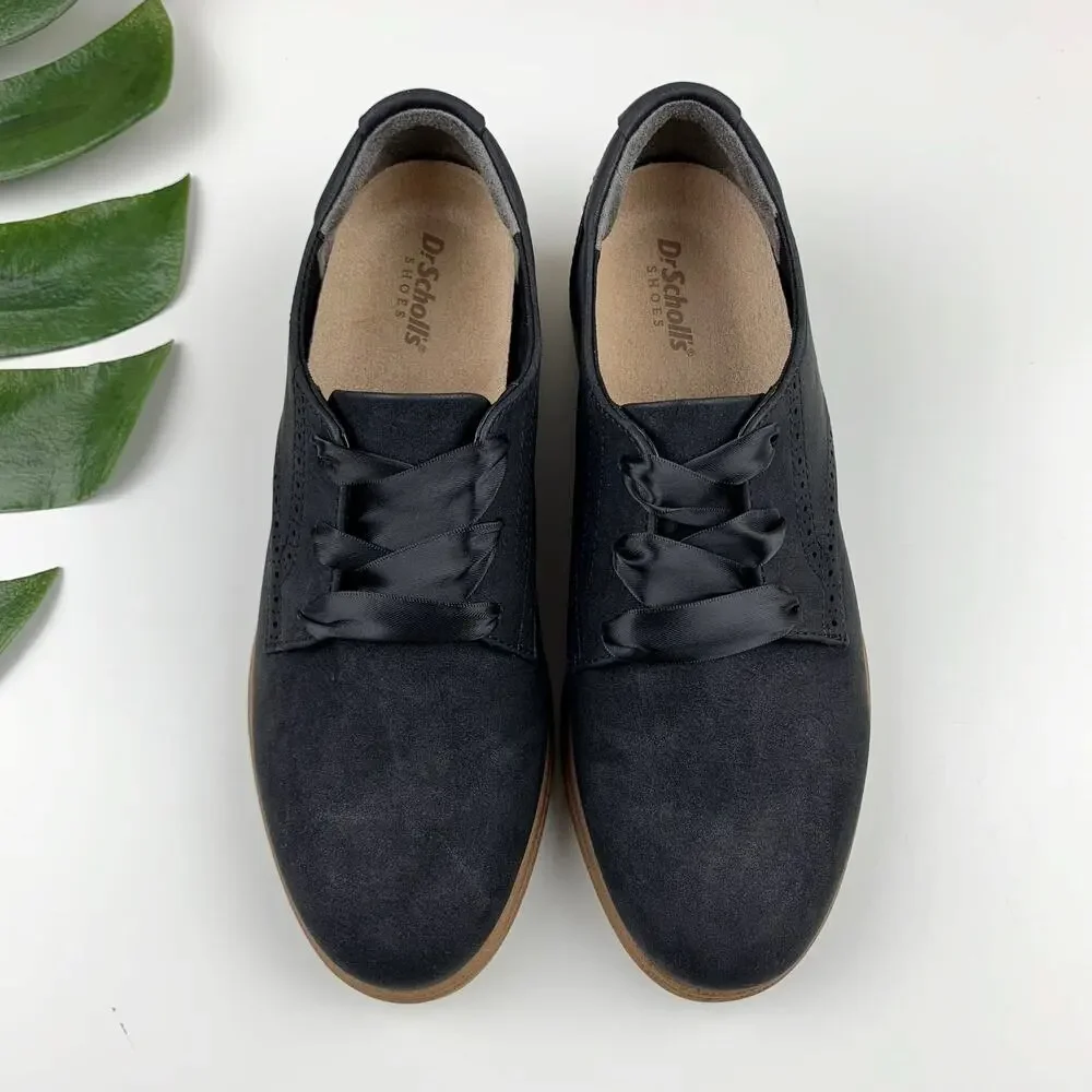 Dr Scholls Hello Oxford Comfort Shoes Black Faux Leather Lace Up Women's 6.5_2